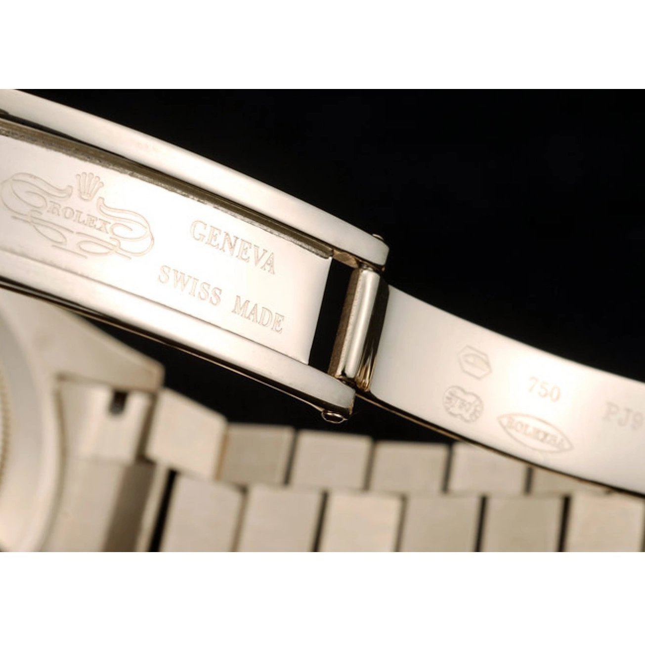 Aaa replica watch 41997 Rolex Gold Ribbed DayDate Swiss Dial Steel Bezel Stainless Gold 0726